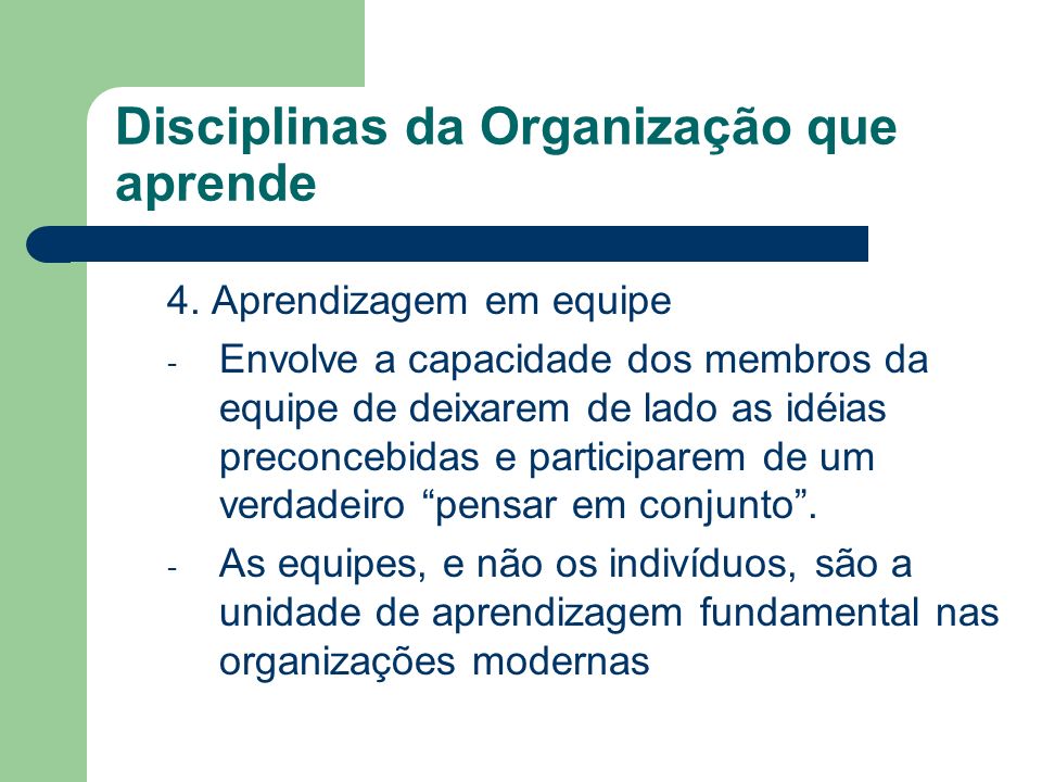 Disciplinas da Organização que aprende