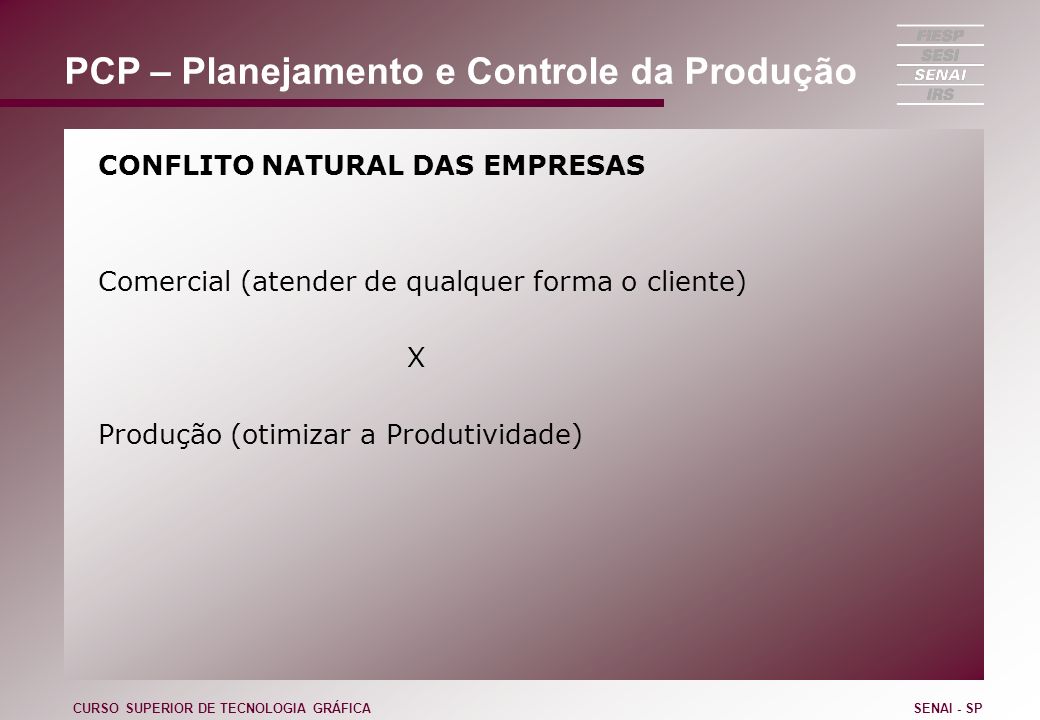 PCP – Planejamento e Controle da Produção