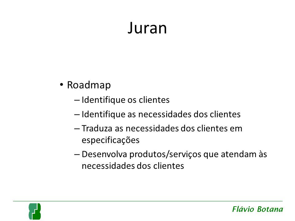 Juran Roadmap Identifique os clientes