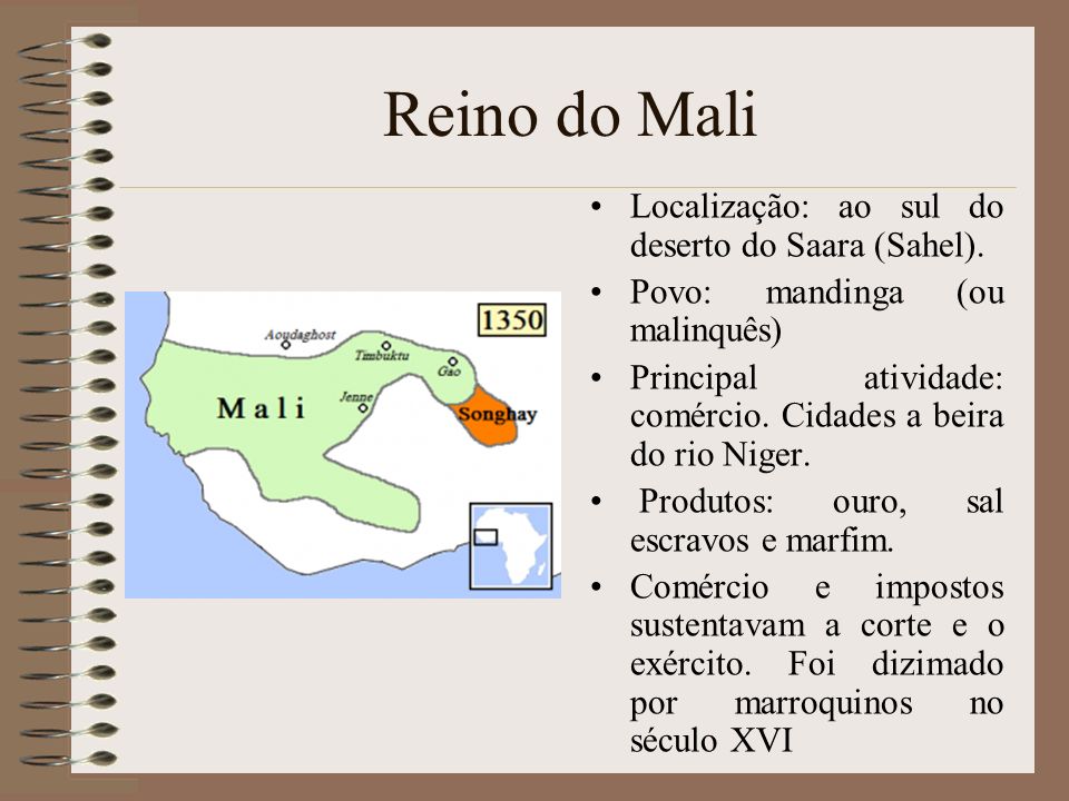 Reino do Mali Localização: ao sul do deserto do Saara (Sahel).