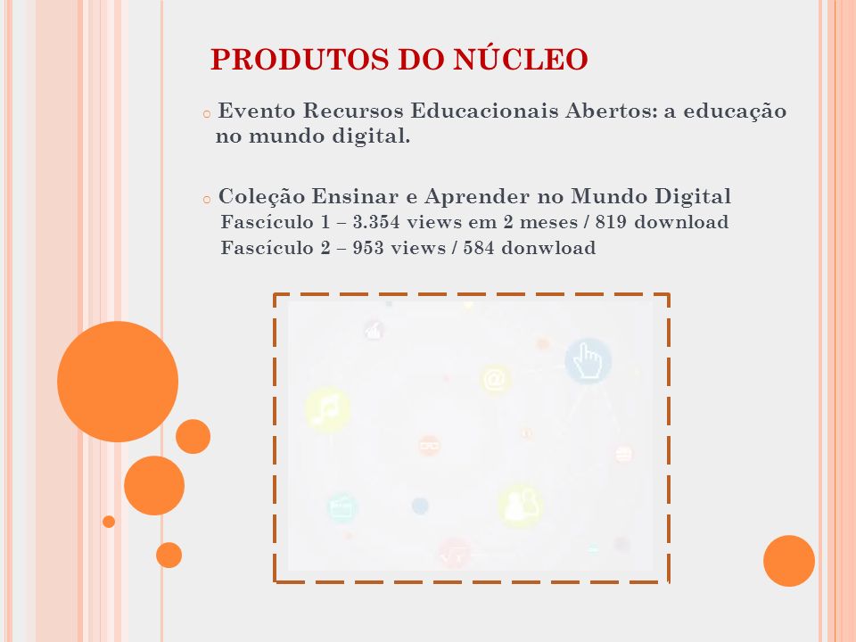 PRODUTOS DO NÚCLEO Evento Recursos Educacionais Abertos: a educação no mundo digital.