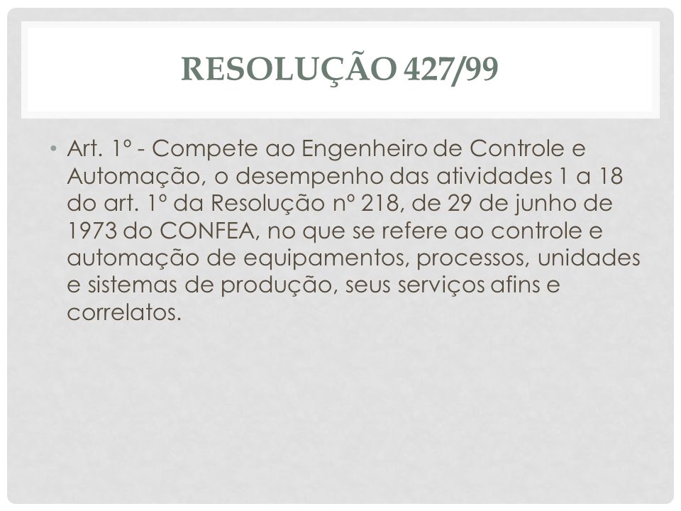 RESOLUÇÃO 427/99