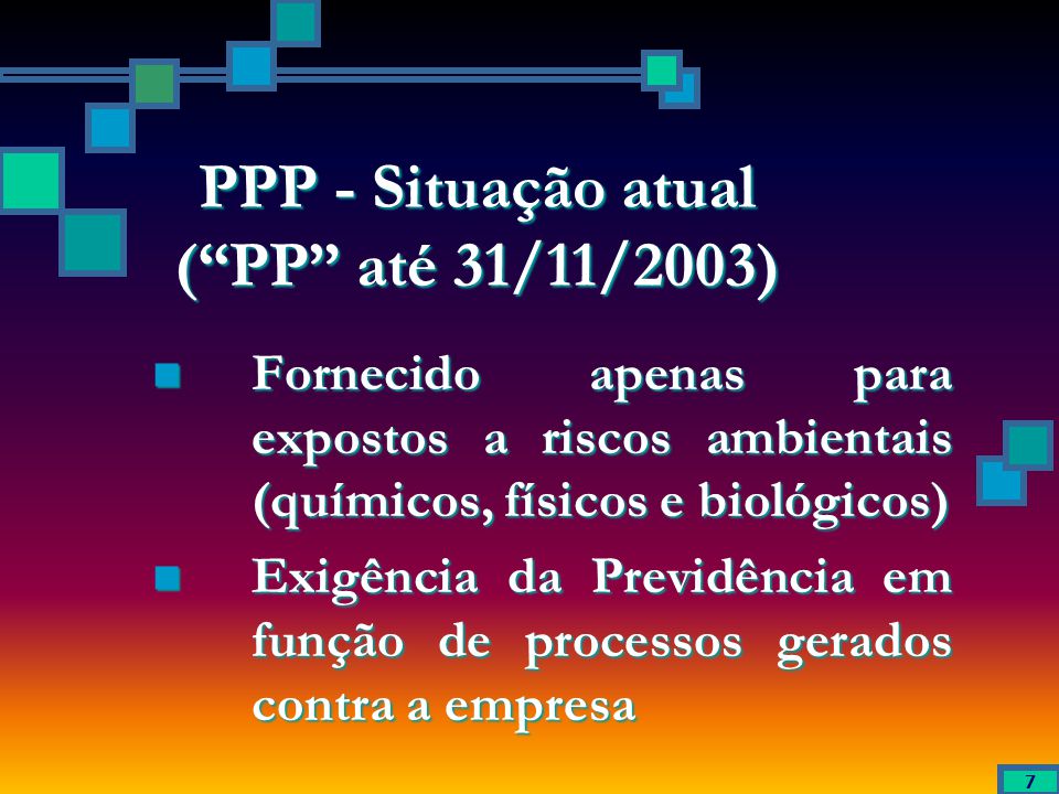 PPP - Situação atual ( PP até 31/11/2003)