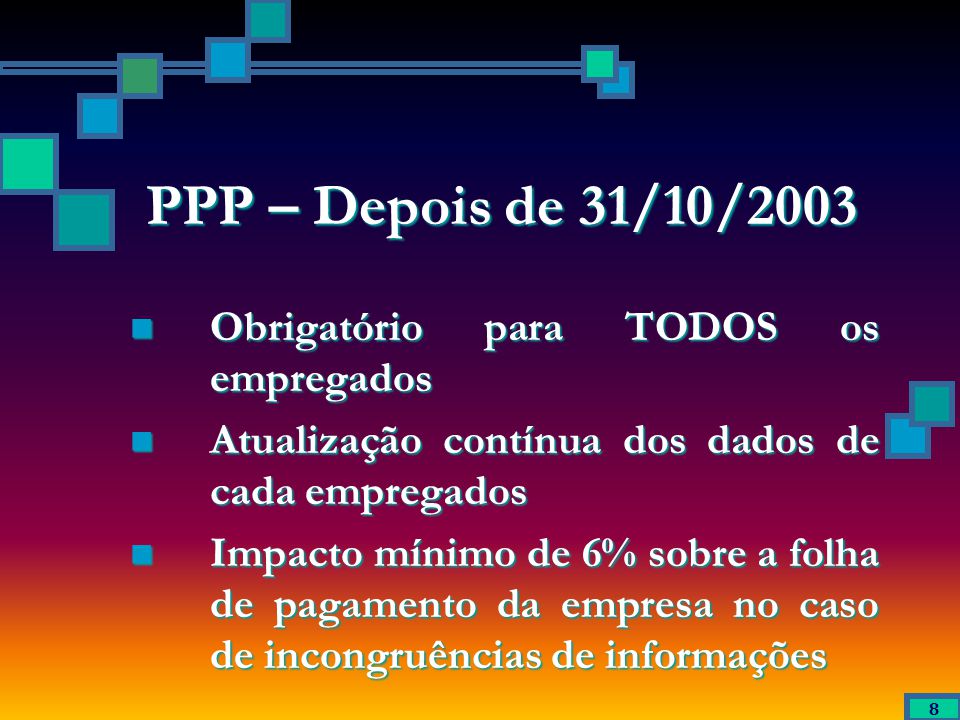 PPP – Depois de 31/10/2003 Obrigatório para TODOS os empregados