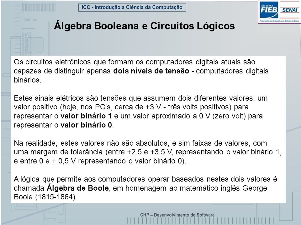 Álgebra Booleana e Circuitos Lógicos
