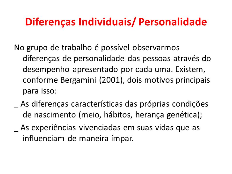 Diferenças Individuais/ Personalidade