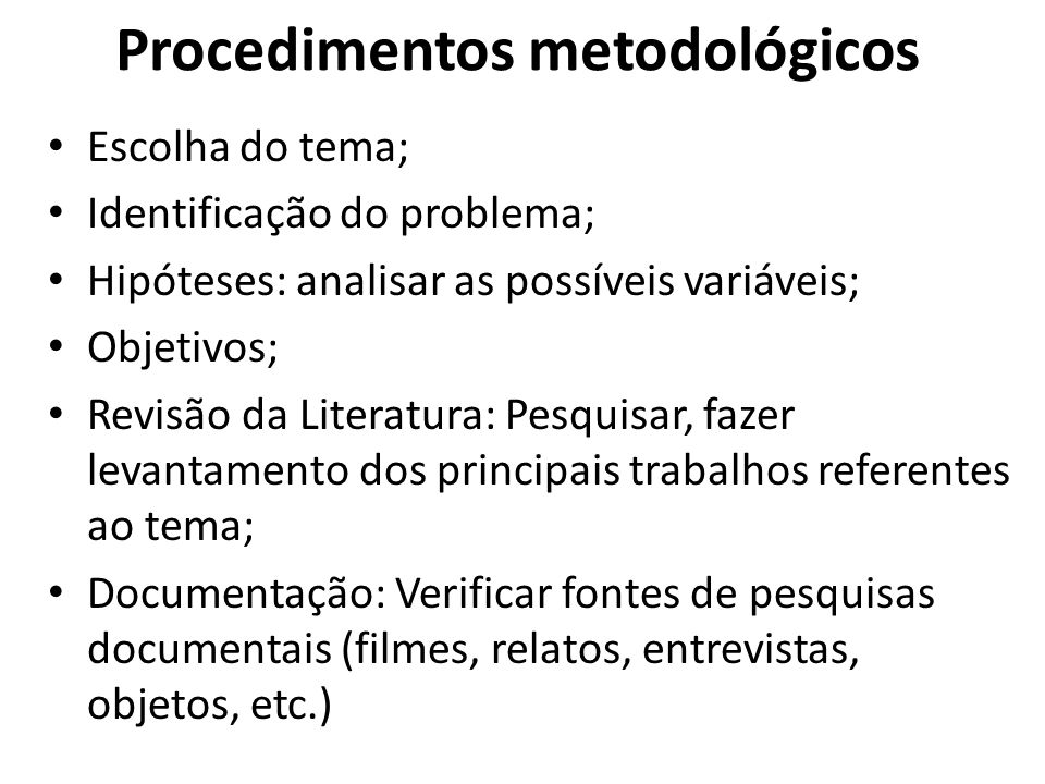 Procedimentos metodológicos