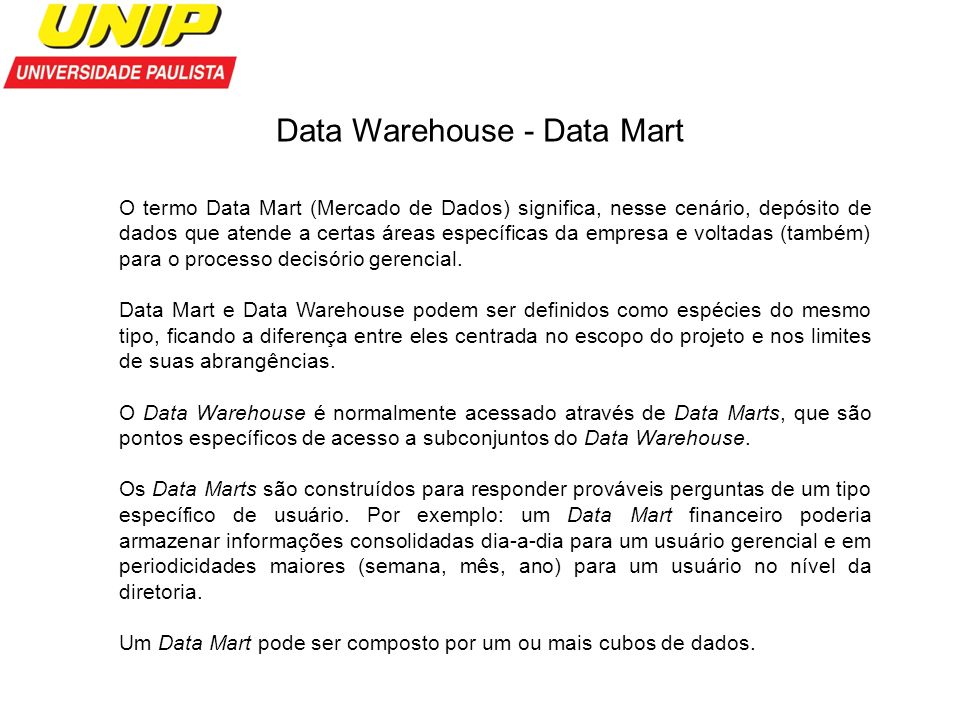 Data Warehouse - Data Mart