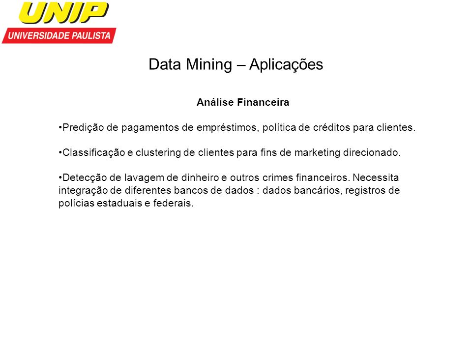 Data Mining – Aplicações