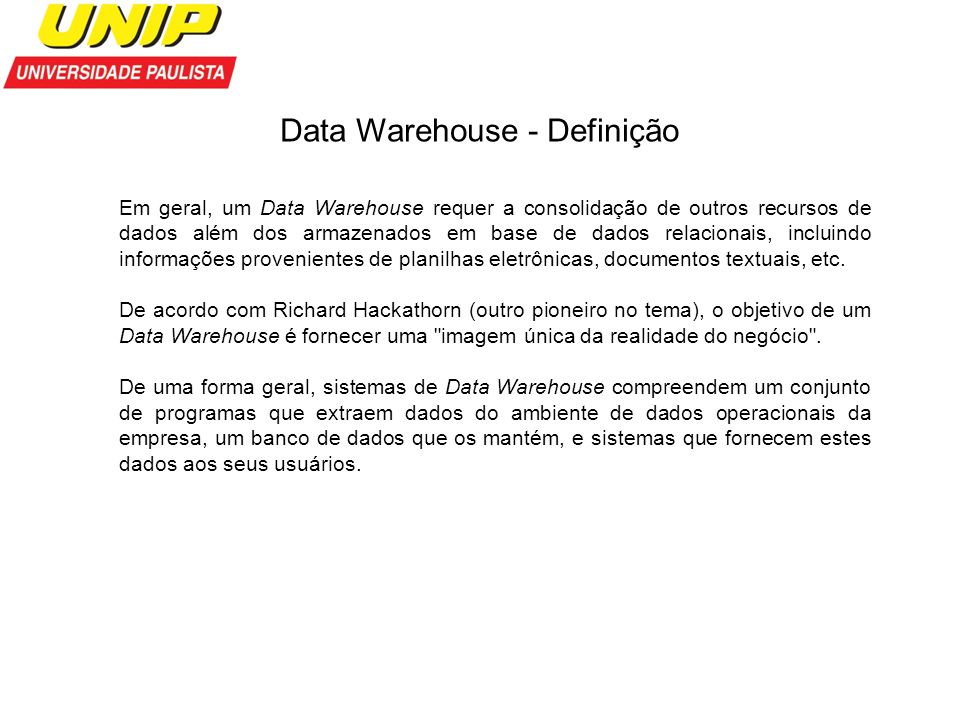 Data Warehouse - Definição