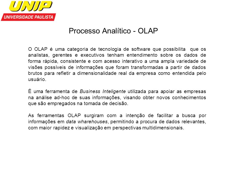Processo Analítico - OLAP