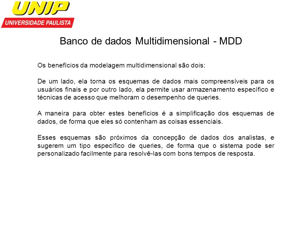 Banco de dados Multidimensional - MDD