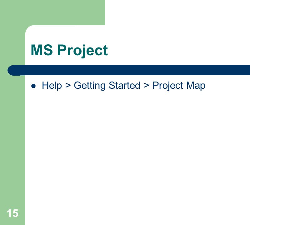 MS Project Help > Getting Started > Project Map