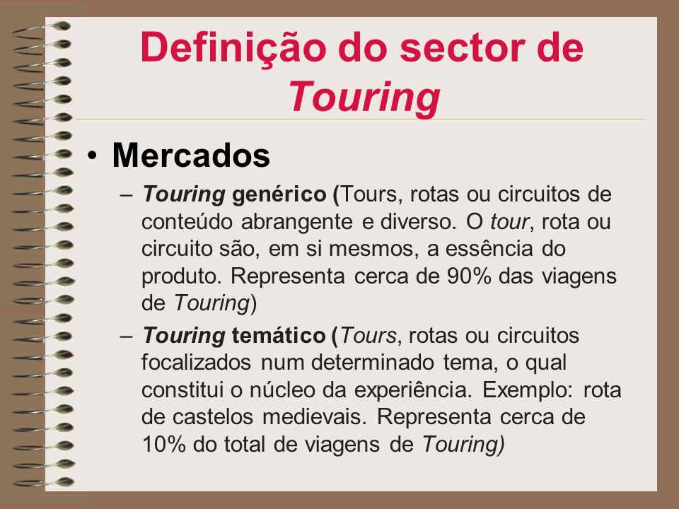 Definição do sector de Touring