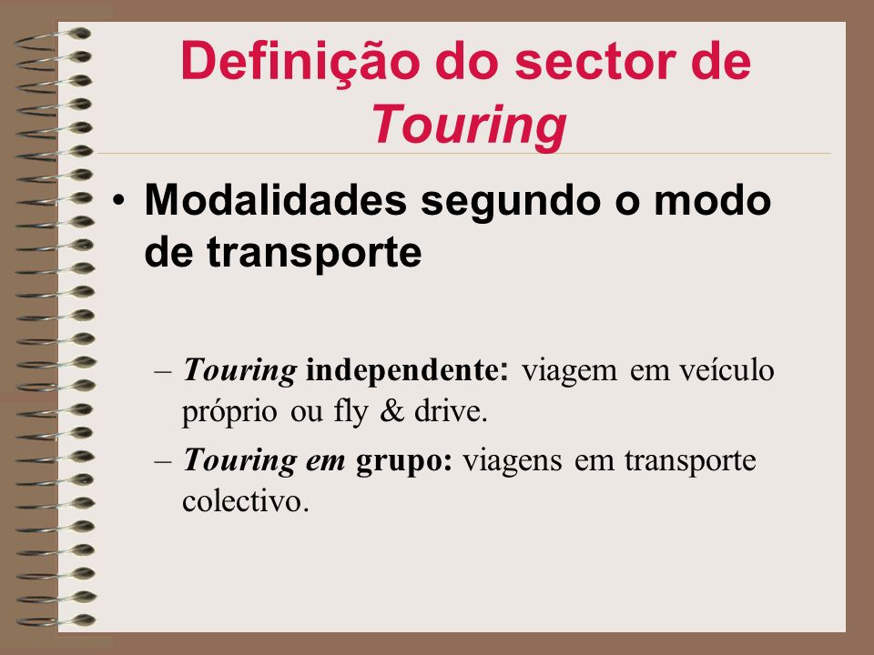 Definição do sector de Touring