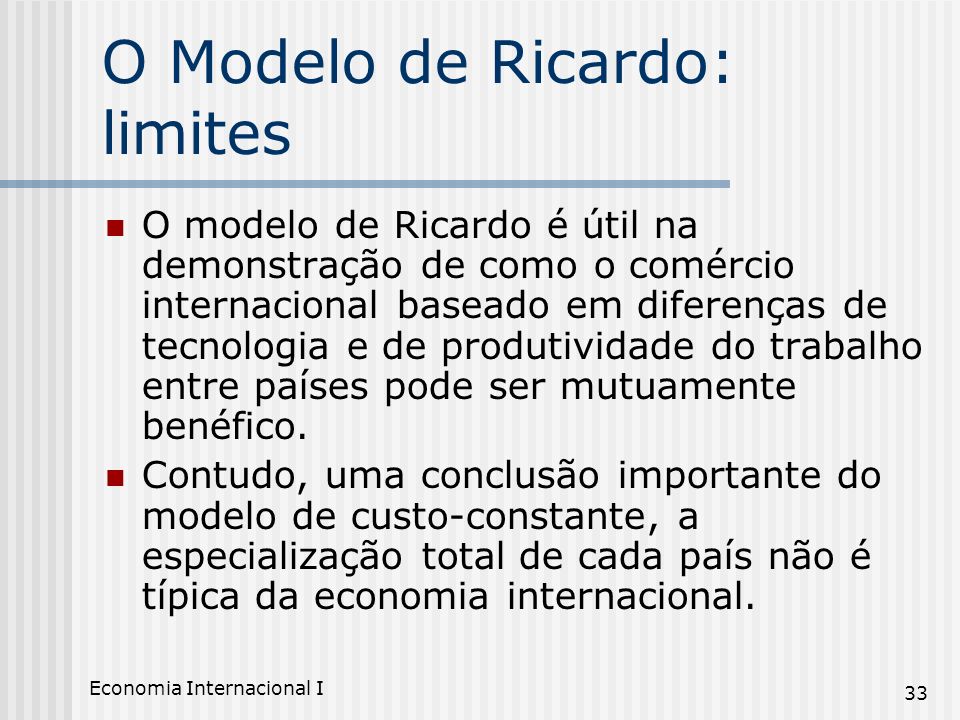 O Modelo de Ricardo: limites