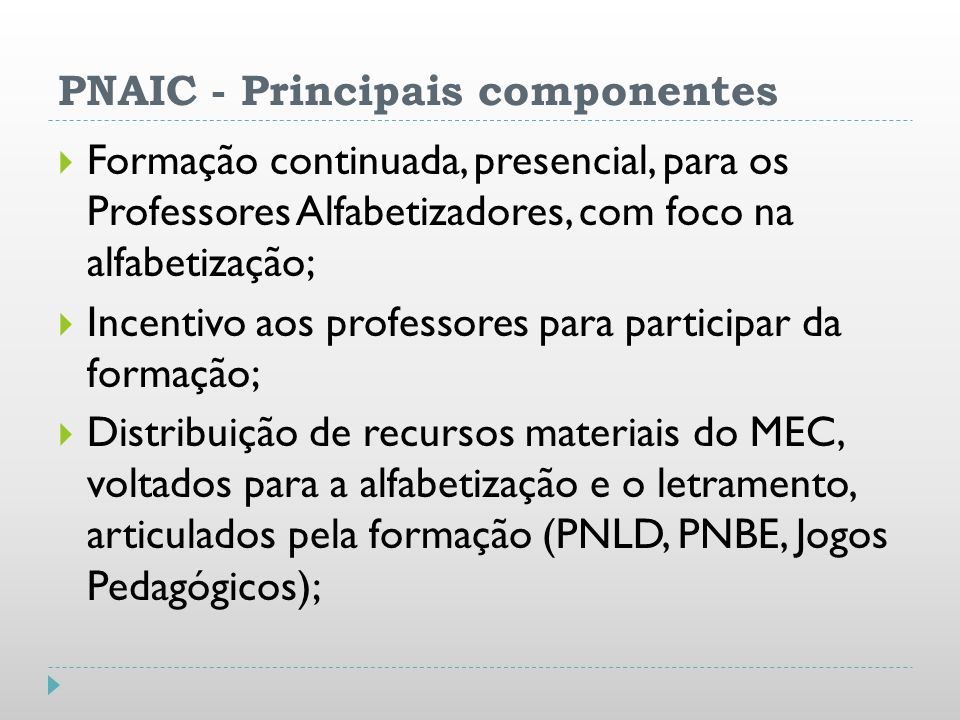 PNAIC - Principais componentes