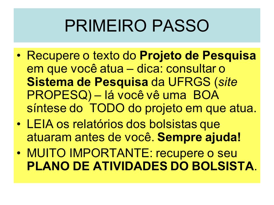 PRIMEIRO PASSO