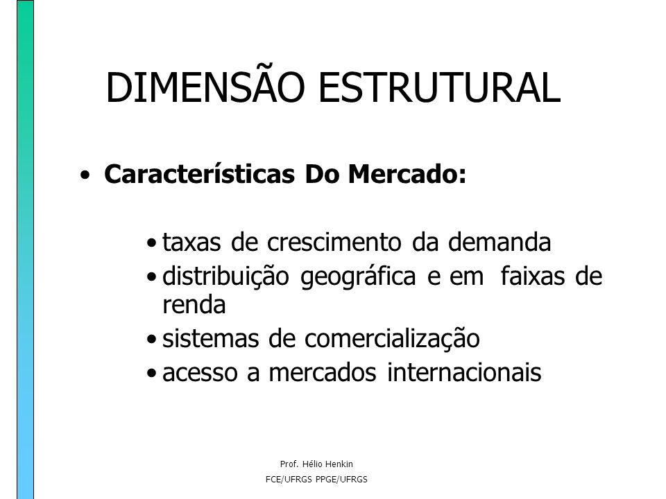 DIMENSÃO ESTRUTURAL Características Do Mercado: