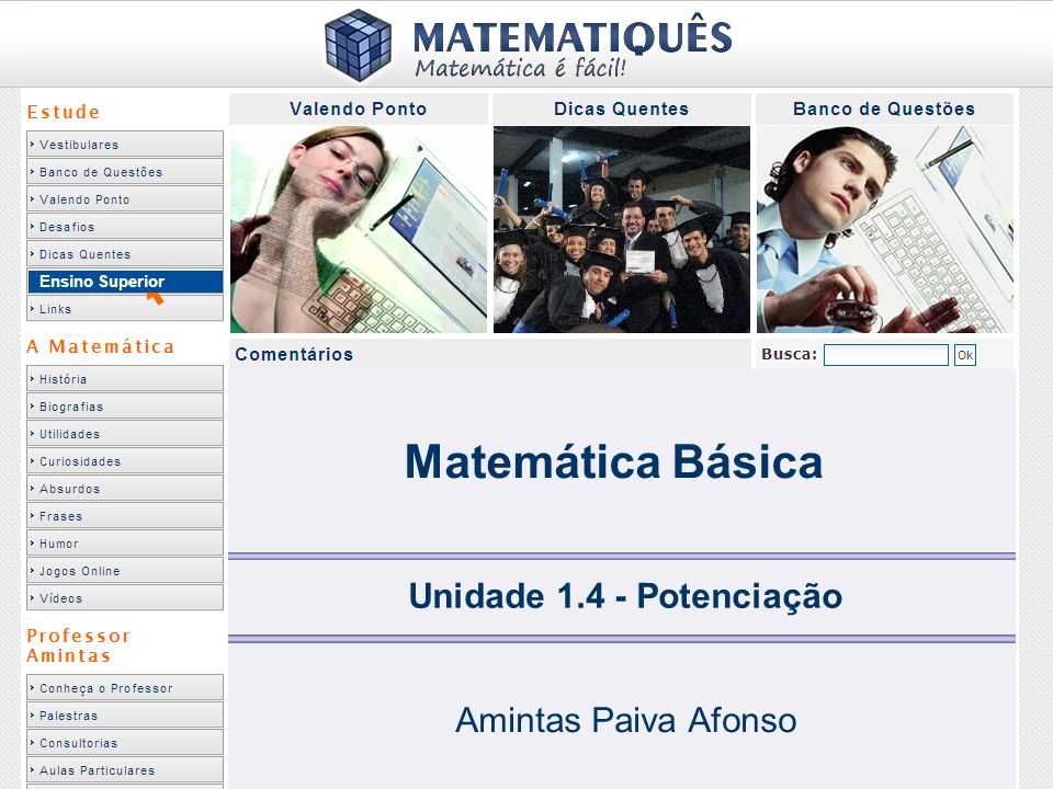Matemática Básica Unidade Potenciação Amintas Paiva Afonso