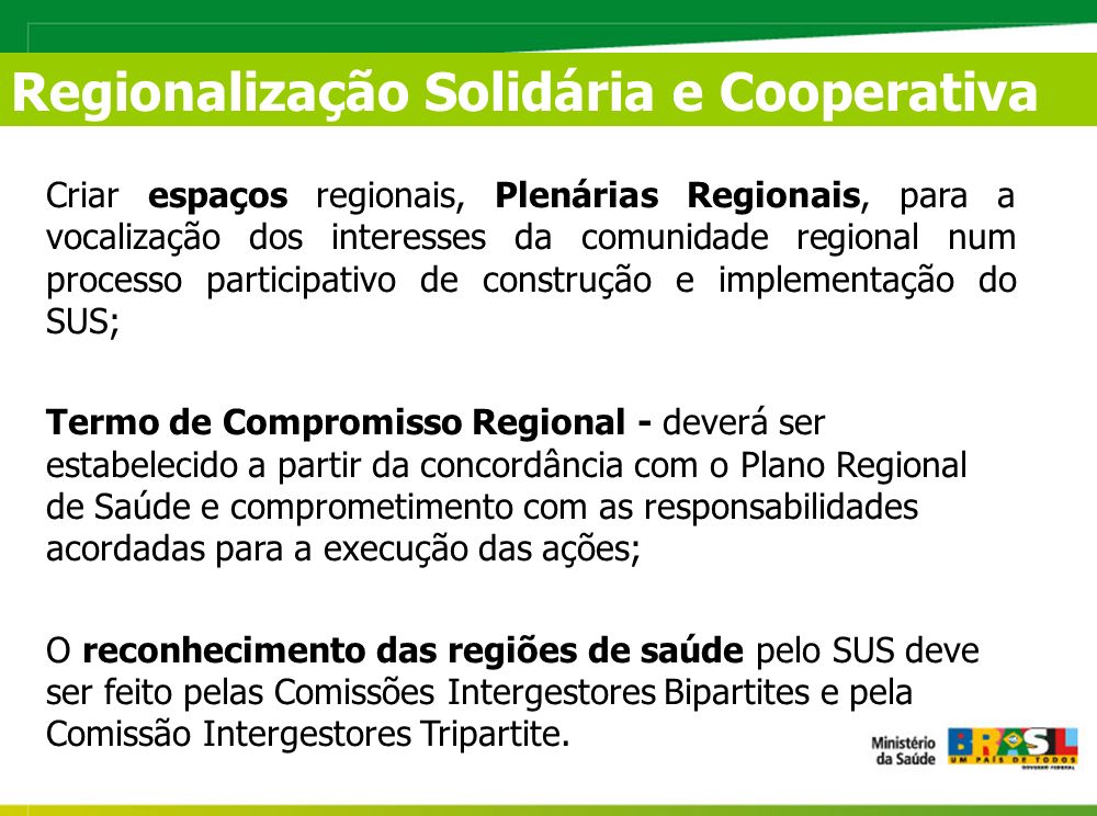 Regionalização Solidária e Cooperativa