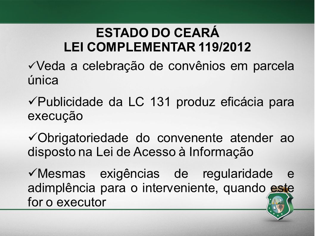 ESTADO DO CEARÁ LEI COMPLEMENTAR 119/2012