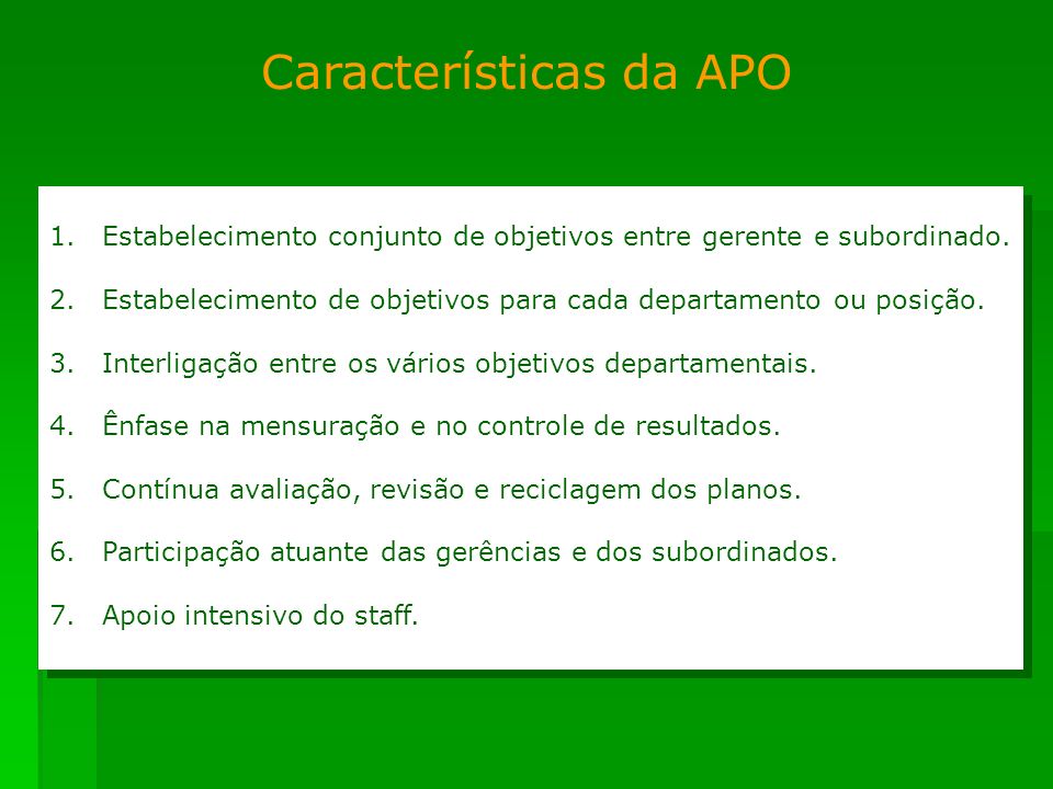 Características da APO