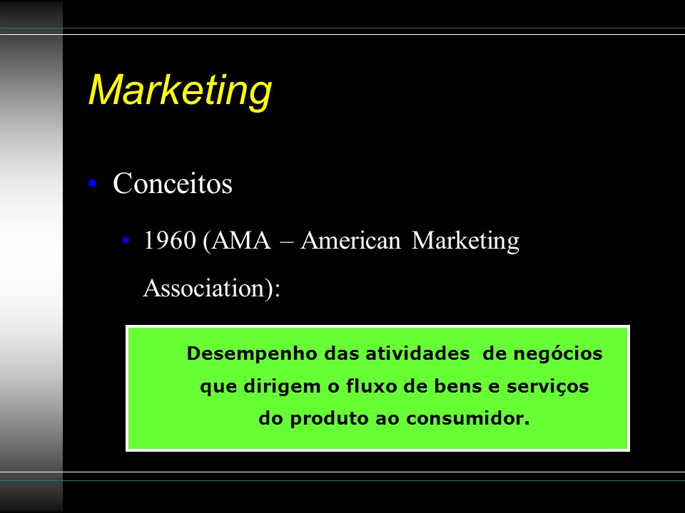 Marketing Conceitos 1960 (AMA – American Marketing Association):
