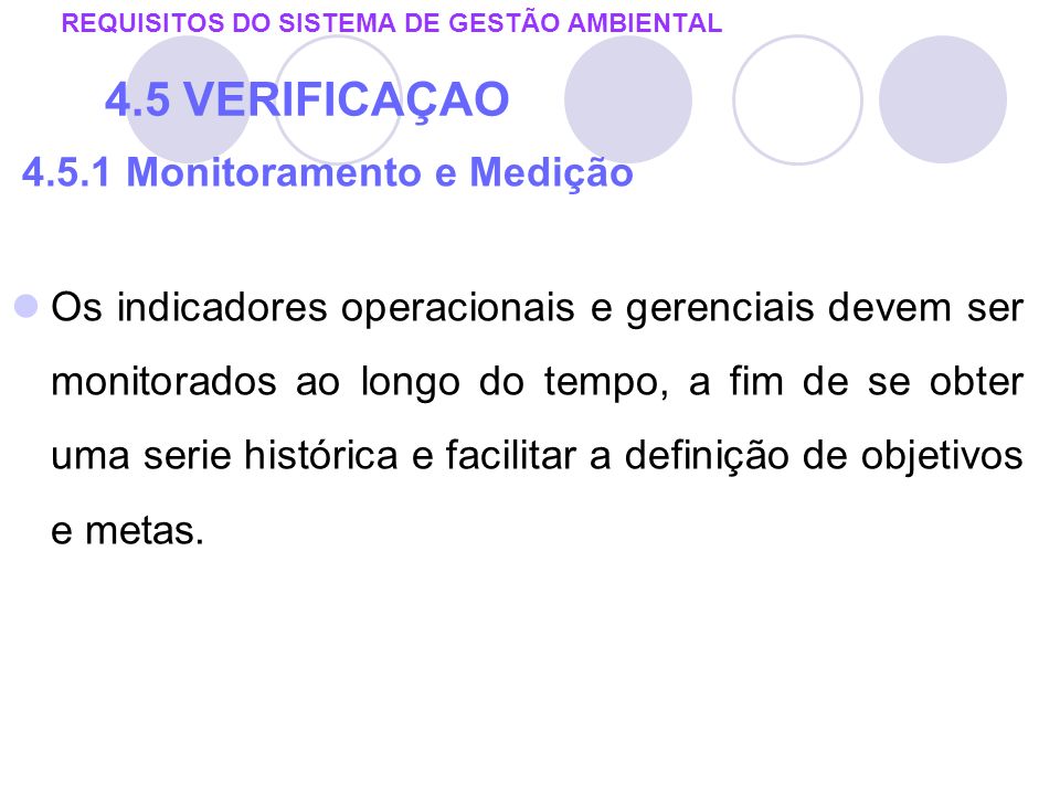 REQUISITOS DO SISTEMA DE GESTÃO AMBIENTAL 4.5 VERIFICAÇAO