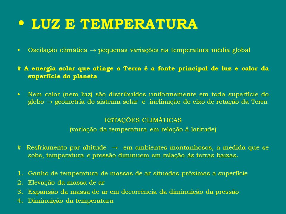 (variação da temperatura em relação à latitude)