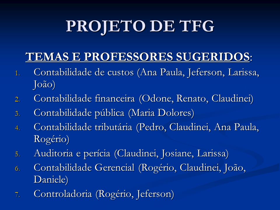 TEMAS E PROFESSORES SUGERIDOS: