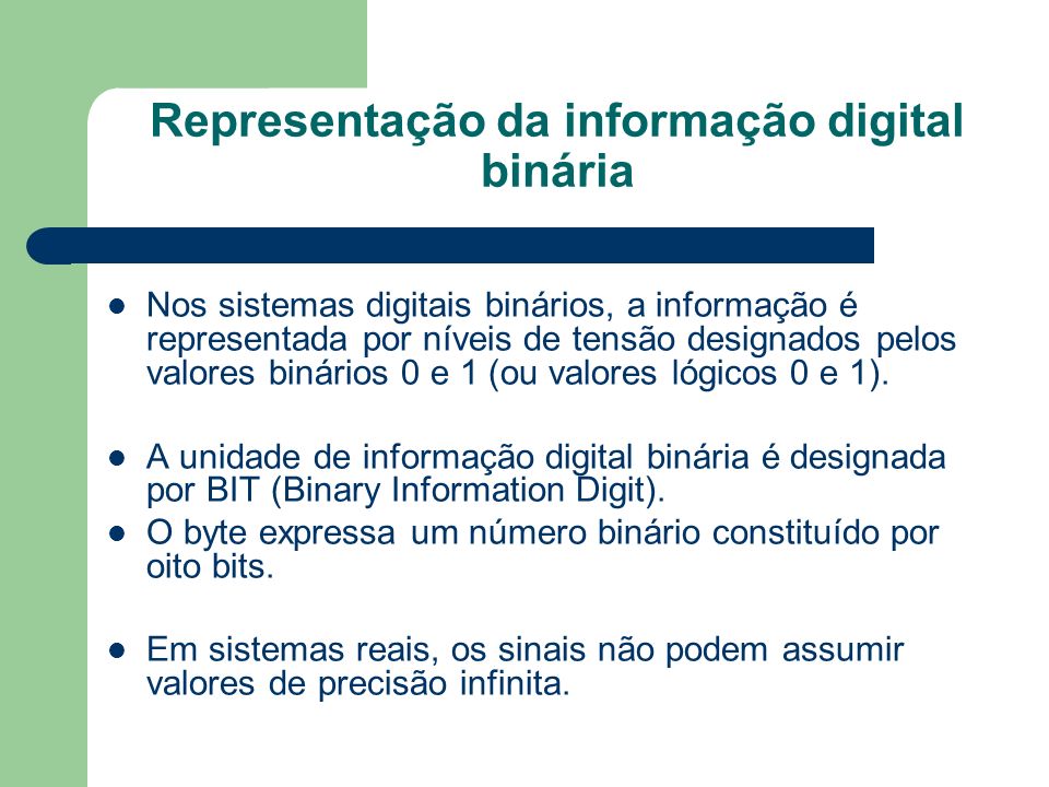 Representação da informação digital binária