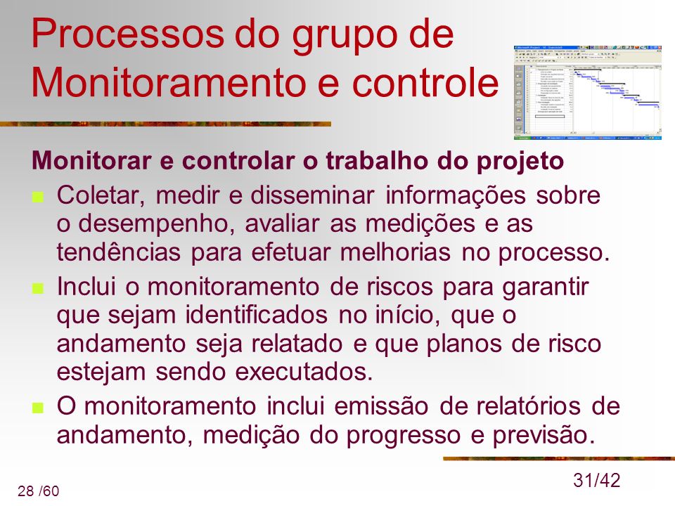 Processos do grupo de Monitoramento e controle