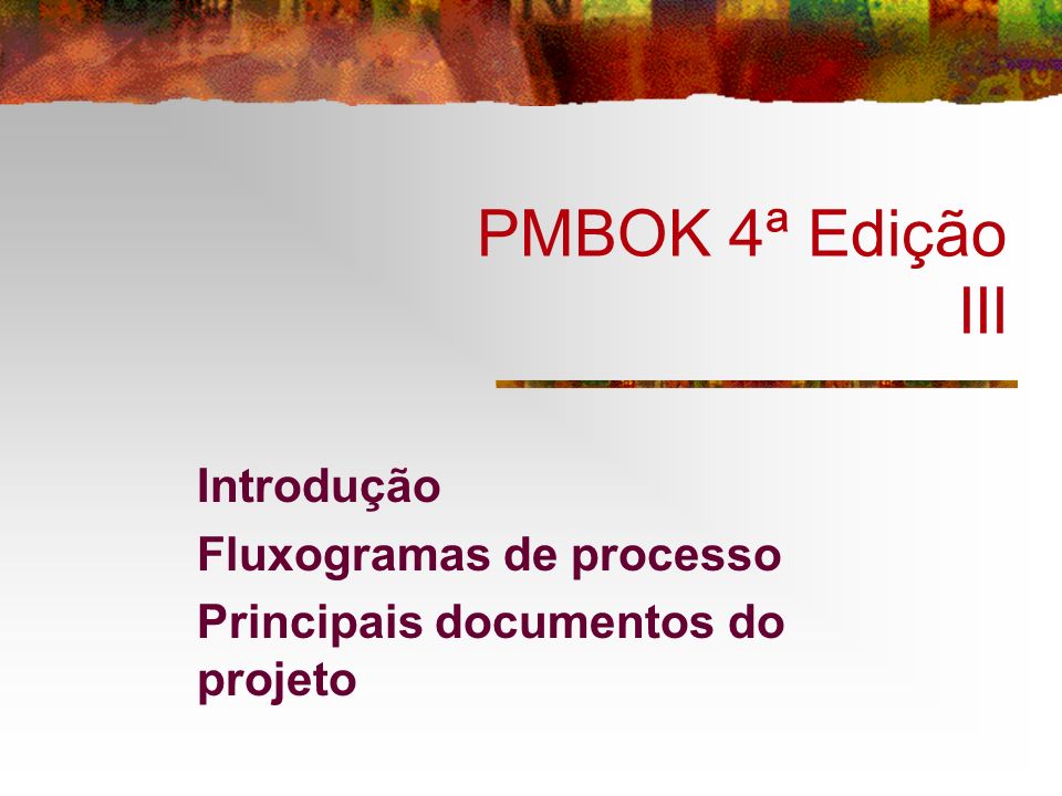 Introdução Fluxogramas de processo Principais documentos do projeto