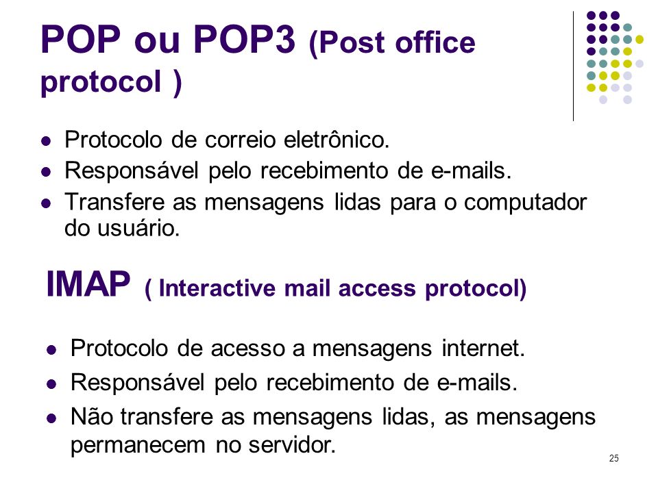 POP ou POP3 (Post office protocol )