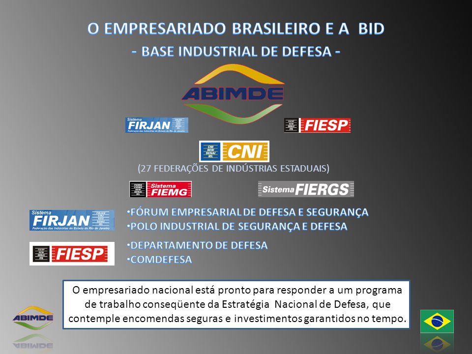 O EMPRESARIADO BRASILEIRO E A BID - BASE INDUSTRIAL DE DEFESA -