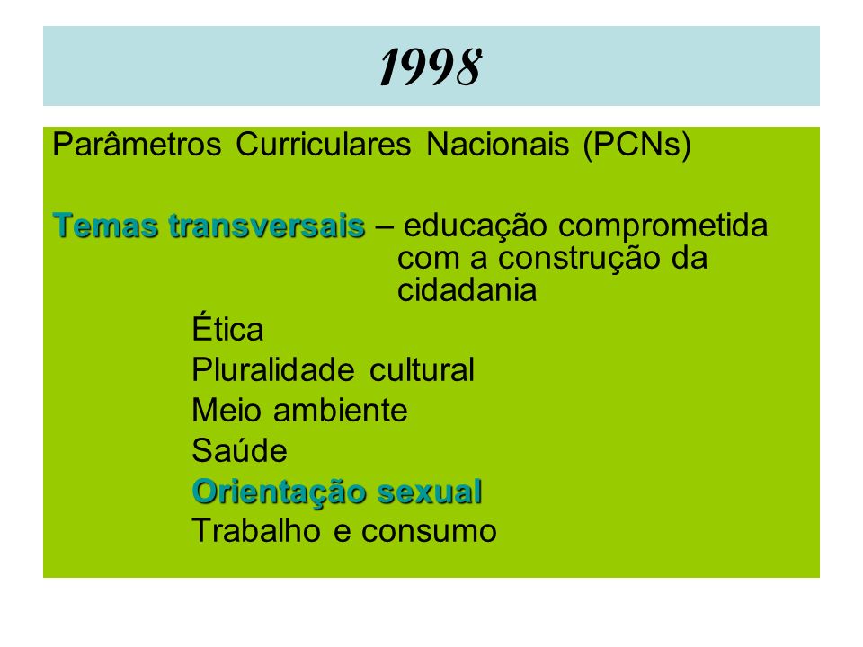 1998 Parâmetros Curriculares Nacionais (PCNs)