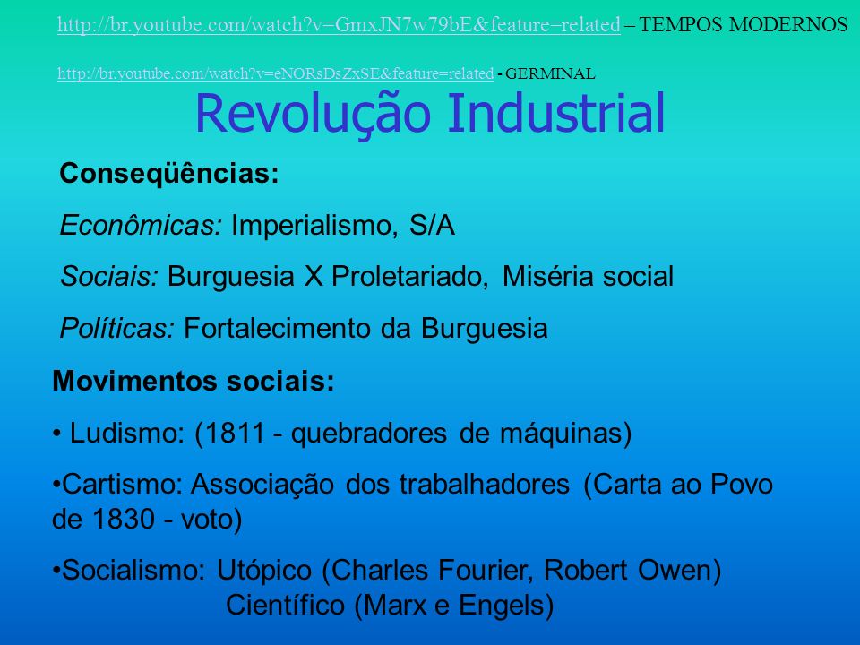 Revolução Industrial Conseqüências: Econômicas: Imperialismo, S/A