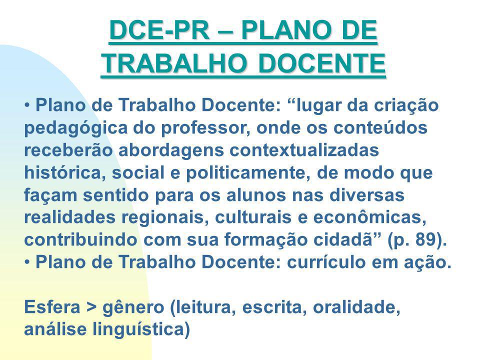 DCE-PR – PLANO DE TRABALHO DOCENTE