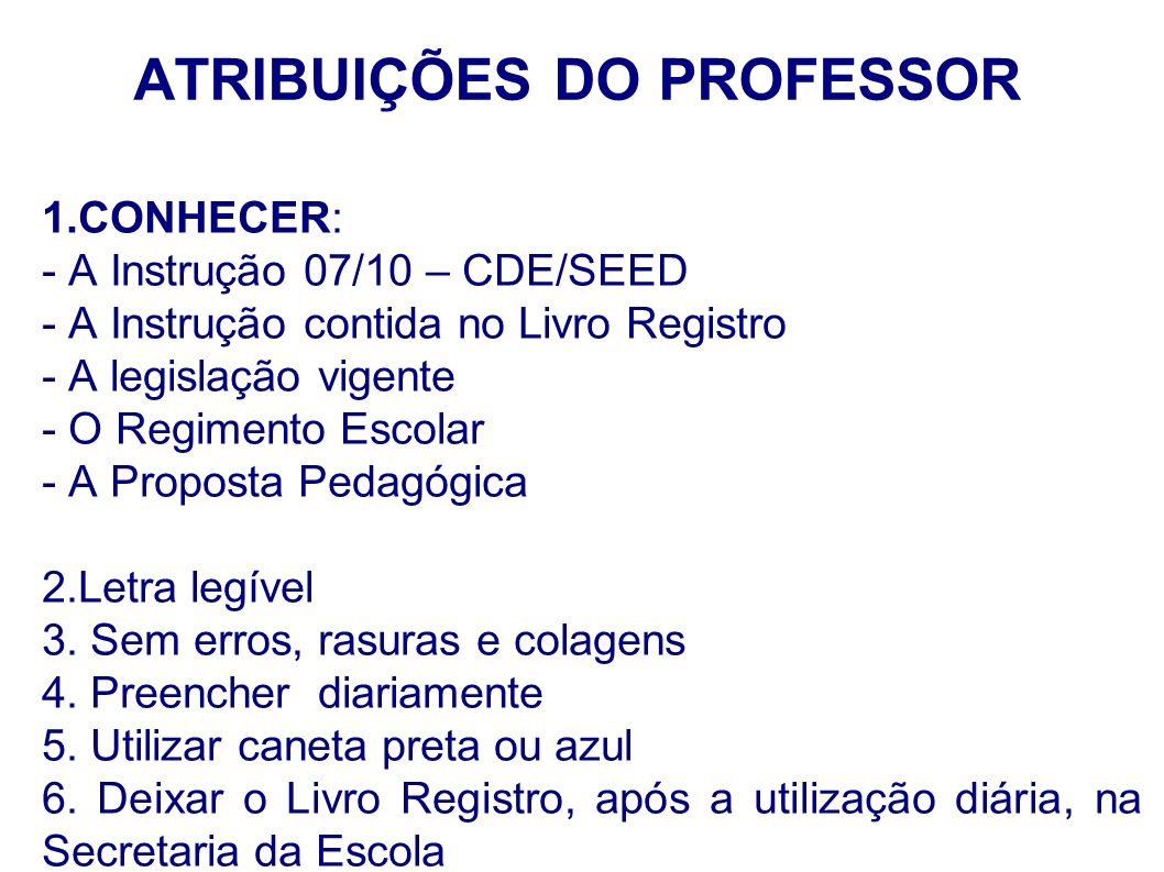 ATRIBUIÇÕES DO PROFESSOR