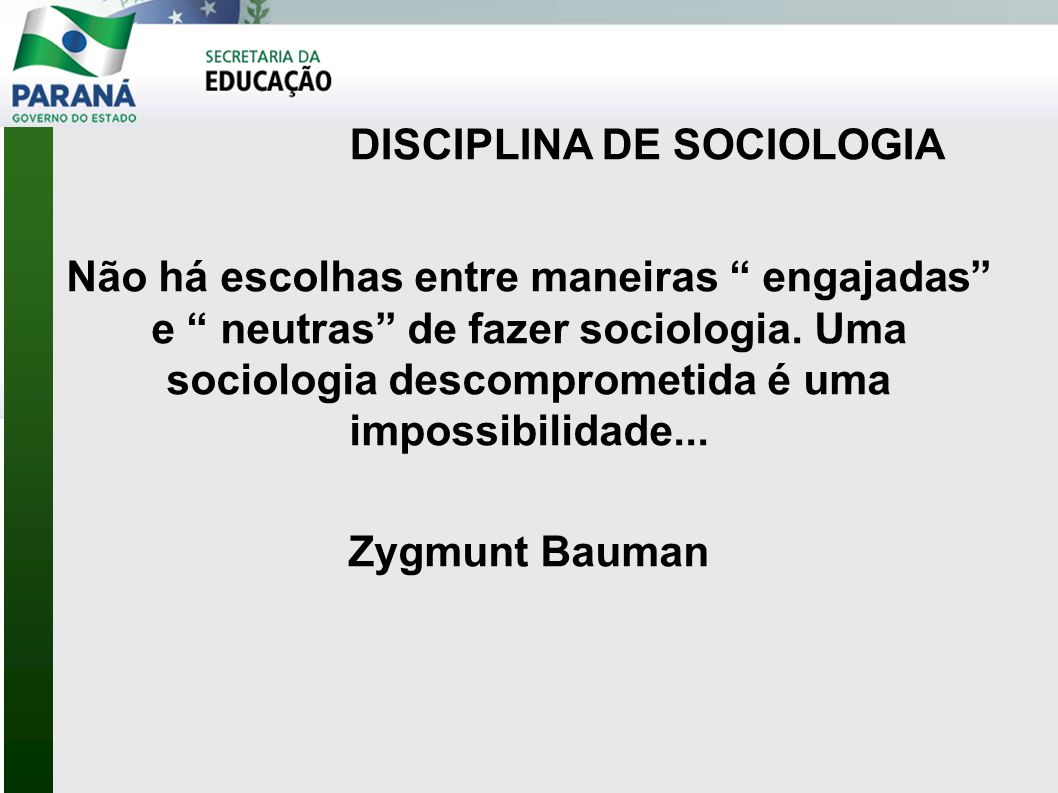DISCIPLINA DE SOCIOLOGIA