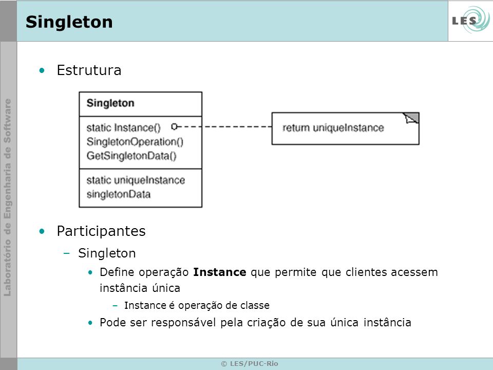 Singleton Estrutura Participantes Singleton
