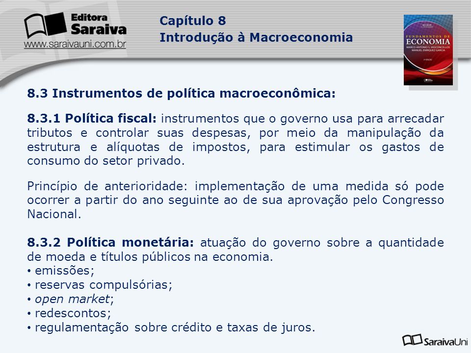 8.3 Instrumentos de política macroeconômica: