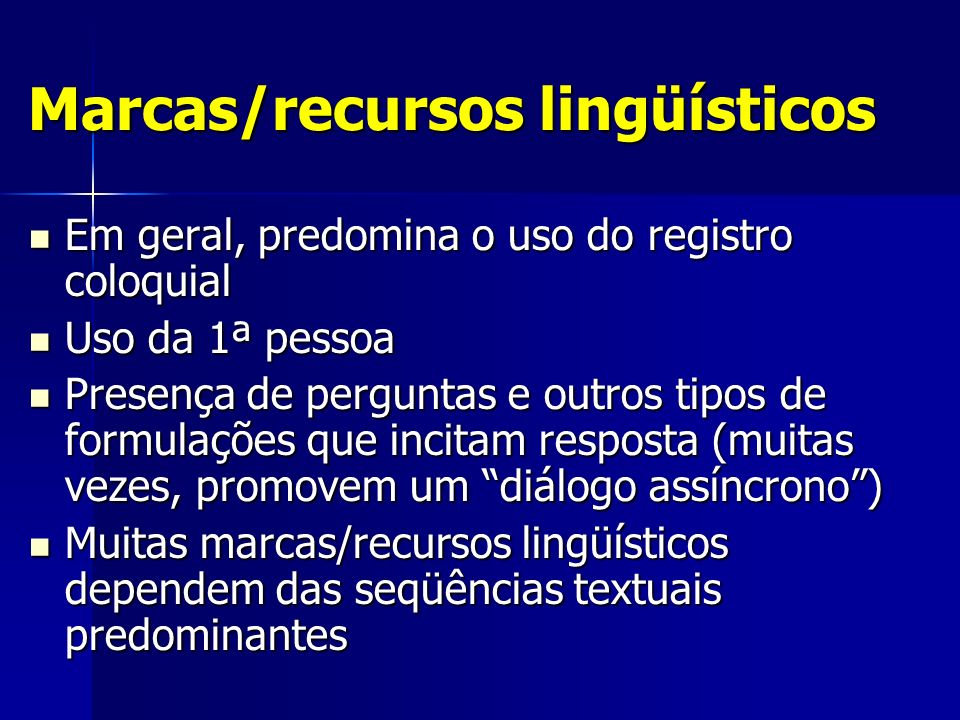 Marcas/recursos lingüísticos