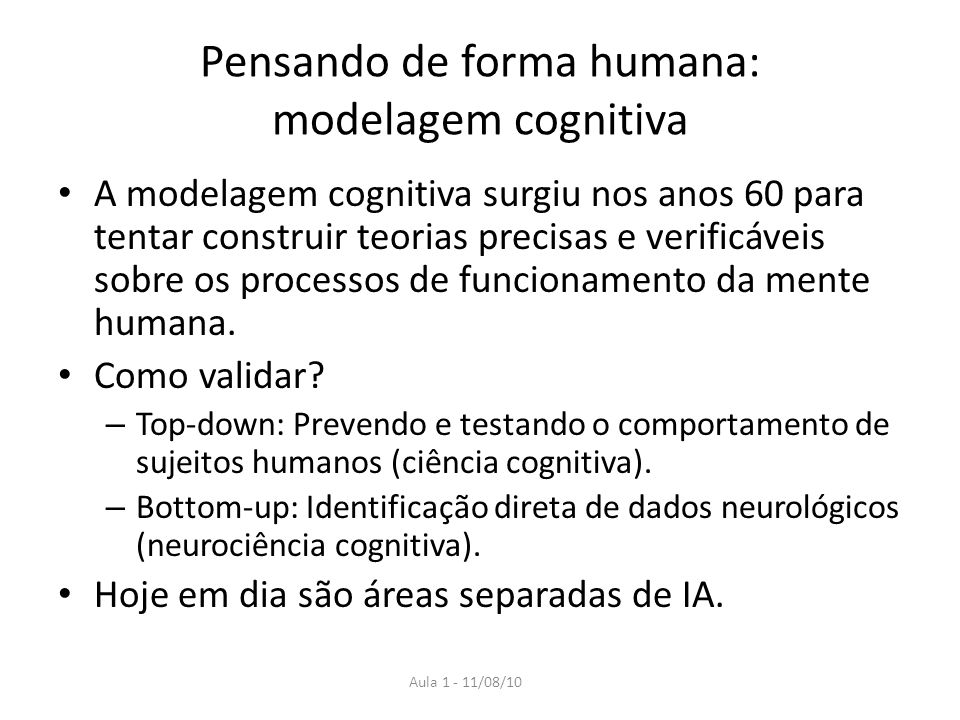Pensando de forma humana: modelagem cognitiva