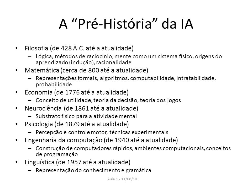 A Pré-História da IA Filosofia (de 428 A.C. até a atualidade)