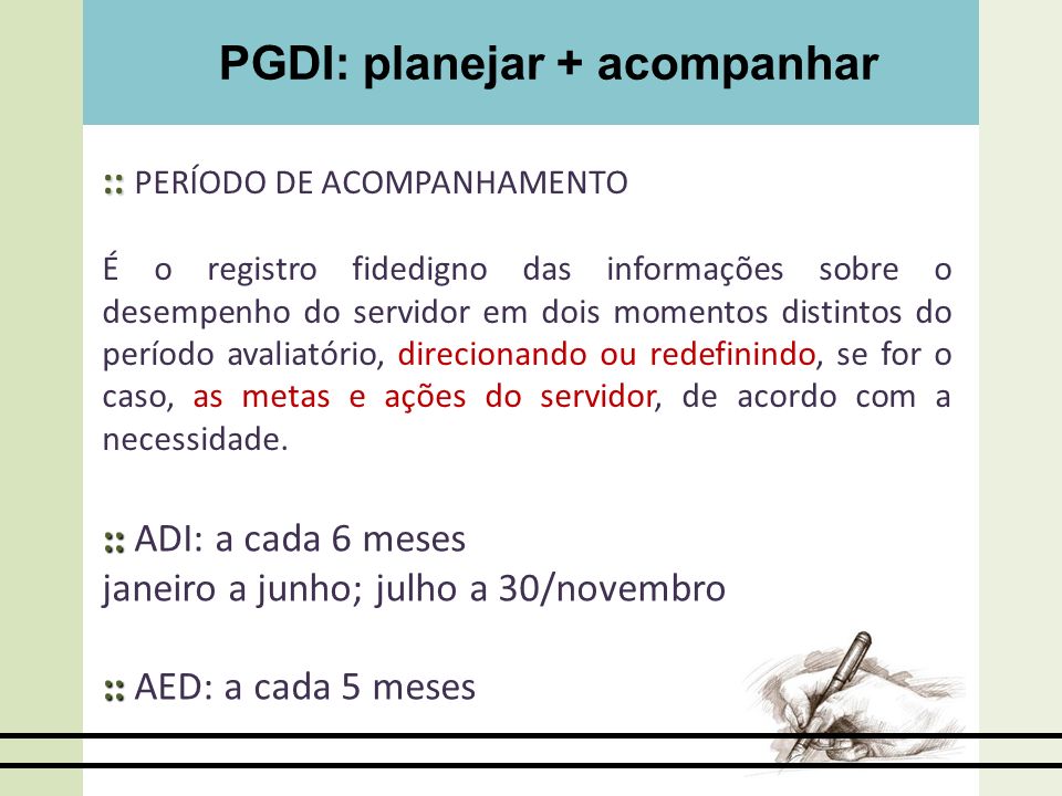 PGDI: planejar + acompanhar