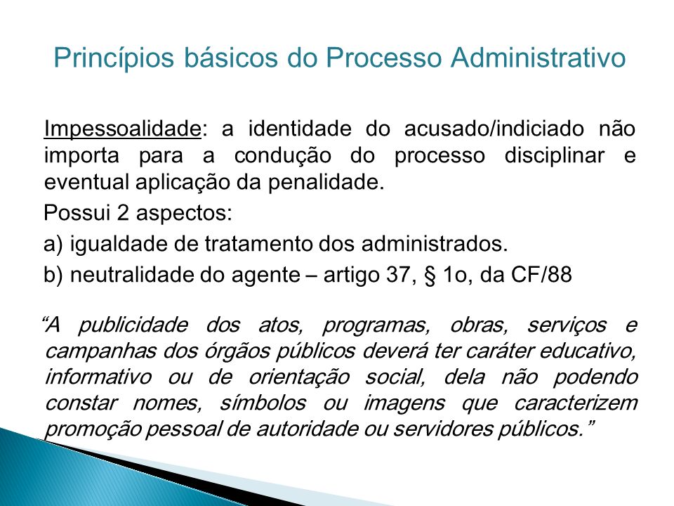 Princípios básicos do Processo Administrativo