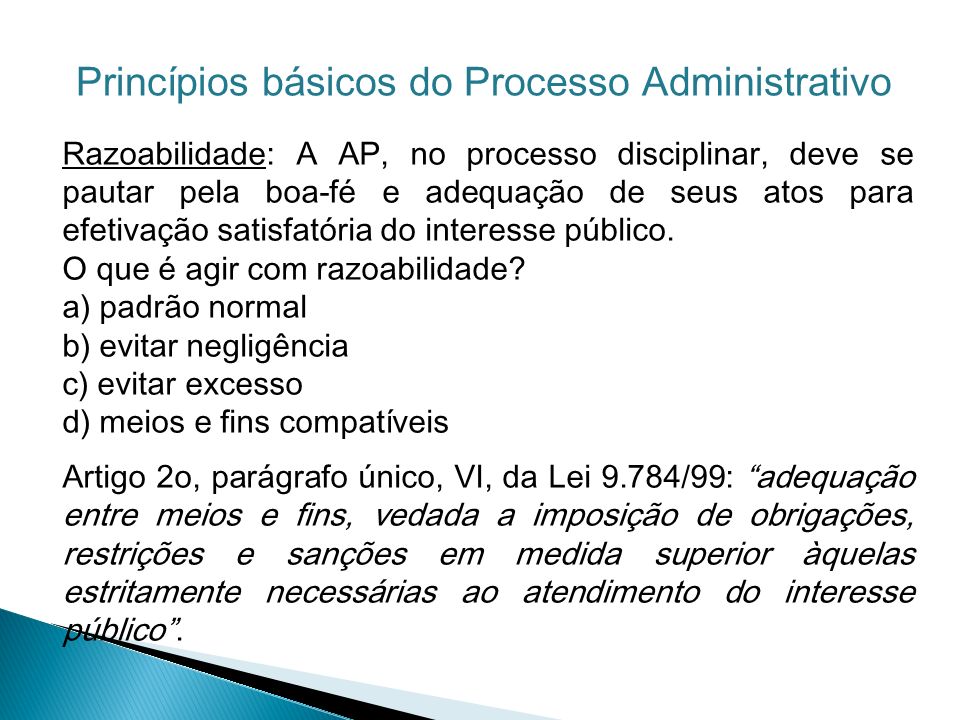 Princípios básicos do Processo Administrativo