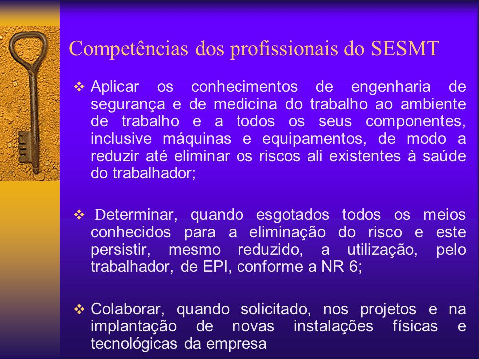 Competências dos profissionais do SESMT